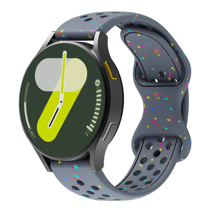 20mm Replacement Strap for Samsung Galaxy Watch7 44mm / 40mm Color Dot Silicone Watch Band Multi Hole Design - Grey Blue - 2