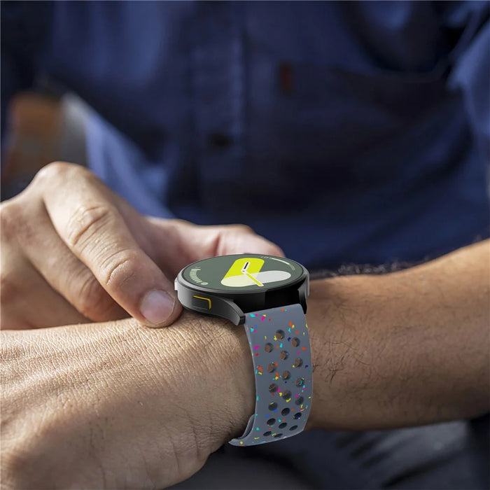 20mm Replacement Strap for Samsung Galaxy Watch7 44mm / 40mm Color Dot Silicone Watch Band Multi Hole Design - Grey Blue - 5