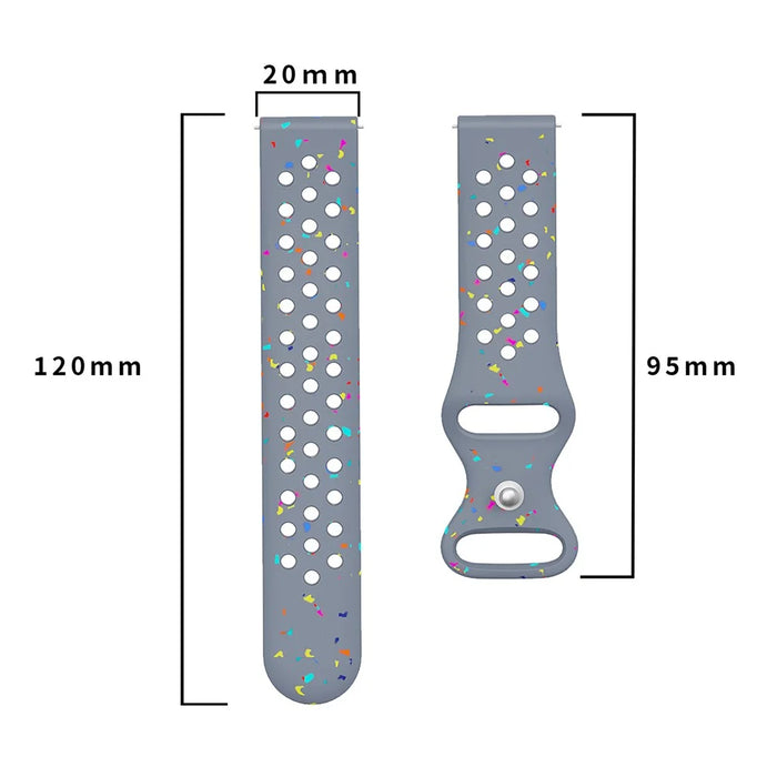 20mm Replacement Strap for Samsung Galaxy Watch7 44mm / 40mm Color Dot Silicone Watch Band Multi Hole Design - Grey Blue - 6