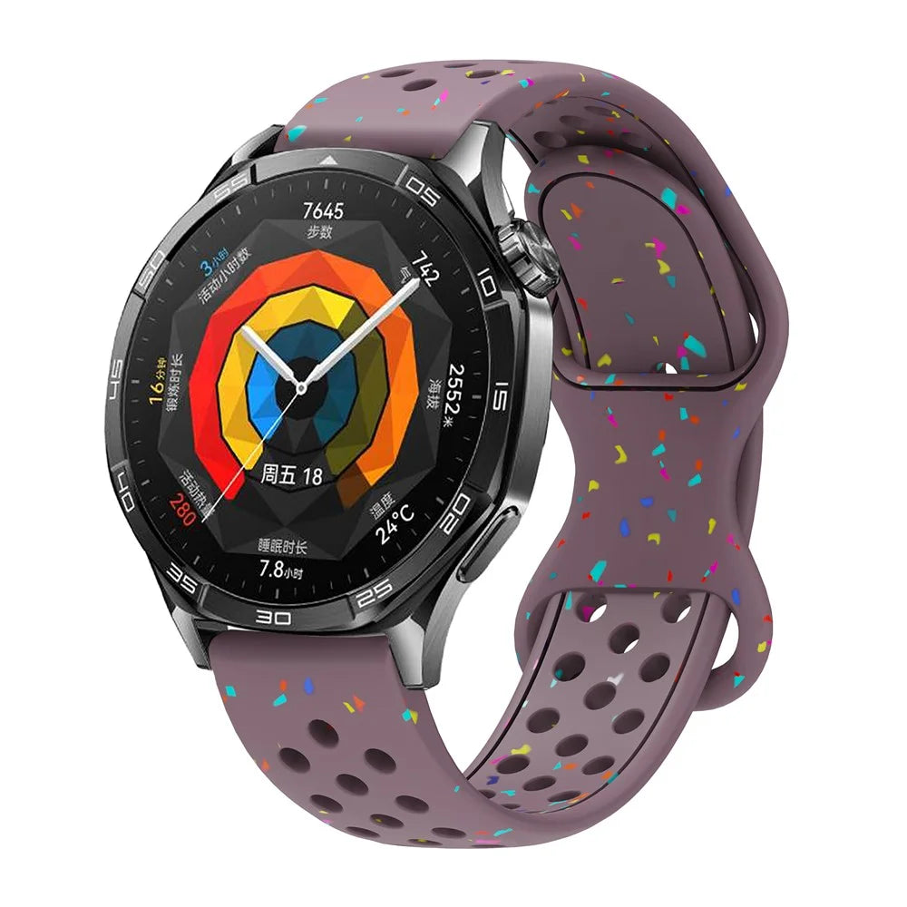 22mm Replacement Strap for Huawei Watch GT 5 46mm / 5 Pro 46mm Color Dot Silicone Watch Band Multi Hole Design - Smoky Purple - 2