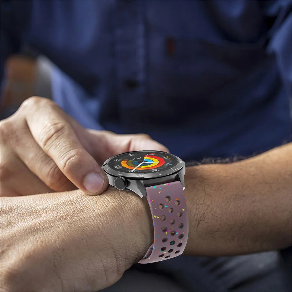 22mm Replacement Strap for Huawei Watch GT 5 46mm / 5 Pro 46mm Color Dot Silicone Watch Band Multi Hole Design - Smoky Purple - 5