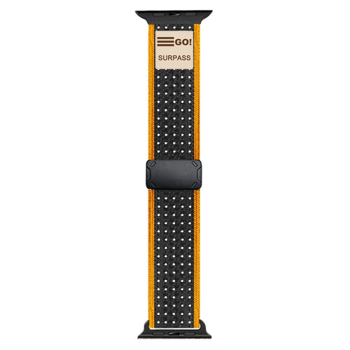 Replacement Strap for Apple Watch Series 11 10 42mm / 9 8 7 41mm / SE3 SE2 SE 6 5 4 40mm / 3 2 1 38mm Magnetic Buckle Knitted Watch Band - Grey / Orange - 1