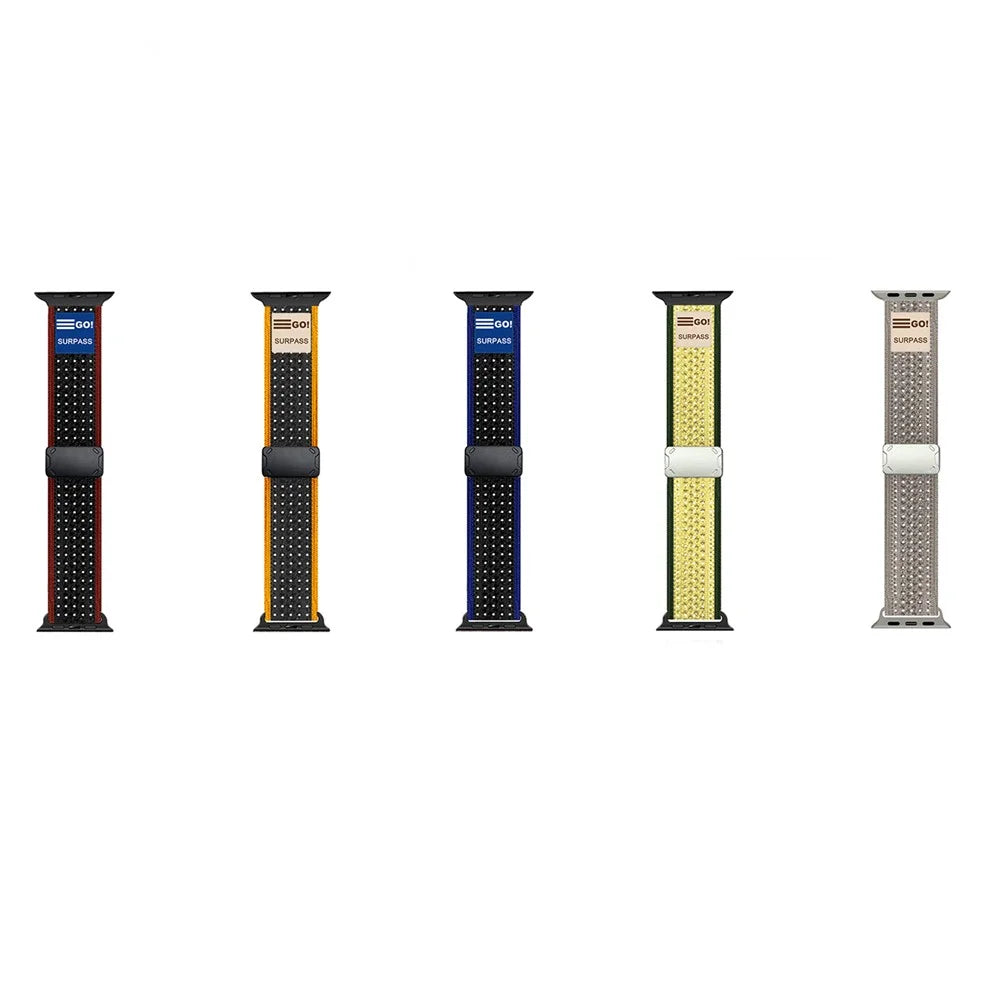 Replacement Strap for Apple Watch Series 11 10 42mm / 9 8 7 41mm / SE3 SE2 SE 6 5 4 40mm / 3 2 1 38mm Magnetic Buckle Knitted Watch Band - Grey / Orange - 4
