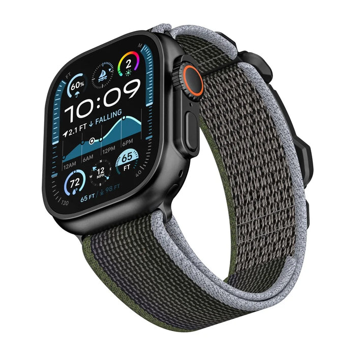 Watch Strap for Apple Watch Ultra 3 2 1 49mm / Series 11 10 46mm / 9 8 7 45mm / SE3 SE2 SE 6 5 4 44mm / 3 2 1 42mm Nylon Band with Metal FIDLOCK - Black / Green - 3