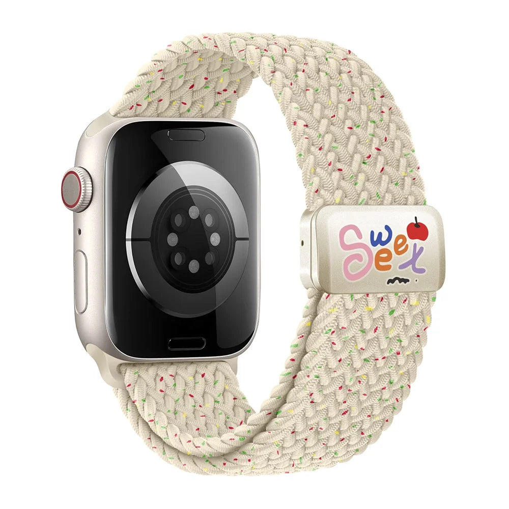 Nylon Strap for Apple Watch Series 11 10 42mm / 9 8 7 41mm / SE3 SE2 SE 6 5 4 40mm / 3 2 1 38mm Magnetic Buckle Braided Watch Band - Colorful - 1