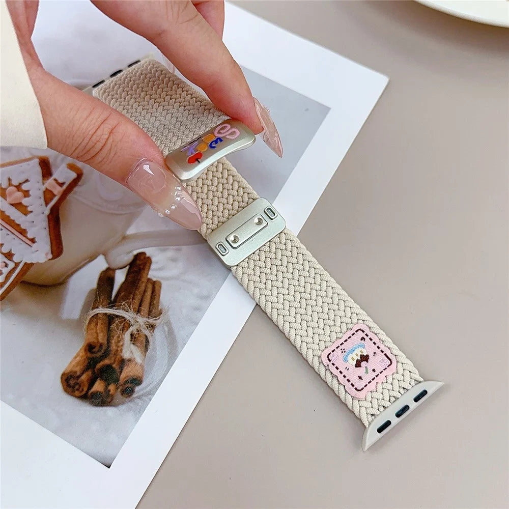 Nylon Strap for Apple Watch Ultra 3 2 1 49mm / Series 11 10 46mm / 9 8 7 45mm / SE3 SE2 SE 6 5 4 44mm / 3 2 1 42mm Magnetic Buckle Braided Watch Band - Cherry - 3