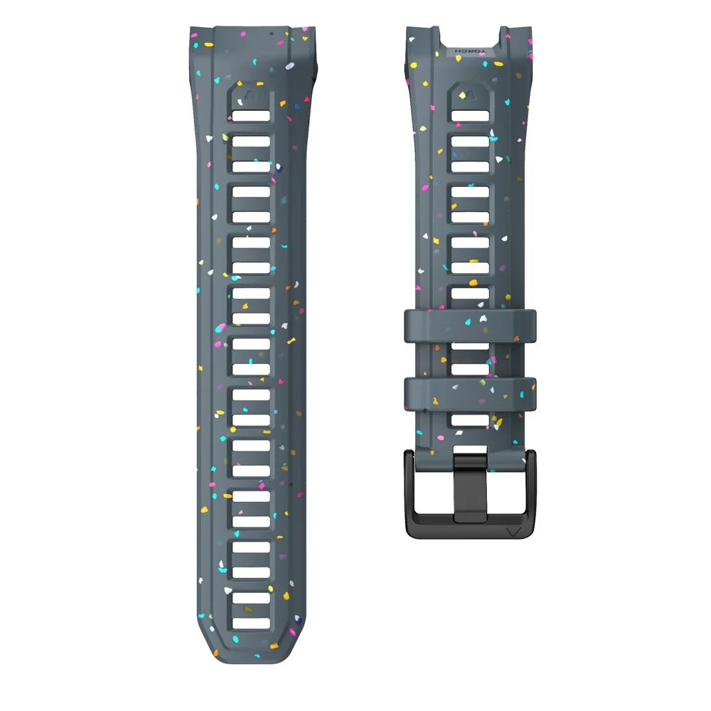 For Garmin Instinct 3 45mm Replacement Strap Color Confetti Design Silicone Watch Band - Blue - 4