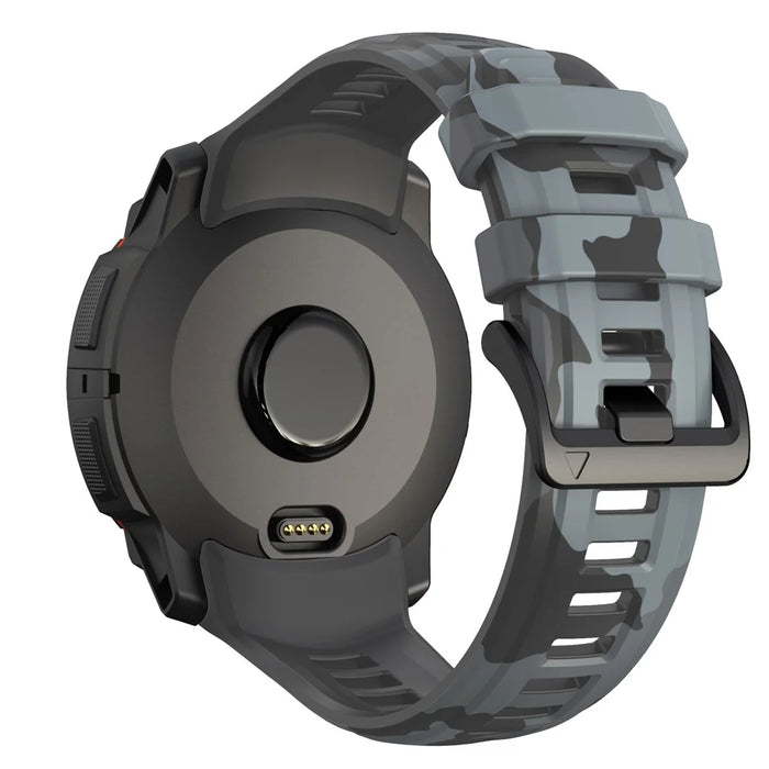 For Garmin Instinct 3 45mm Silicone Watch Band Camouflage Replacement Strap - Black Gey Camouflage - 2