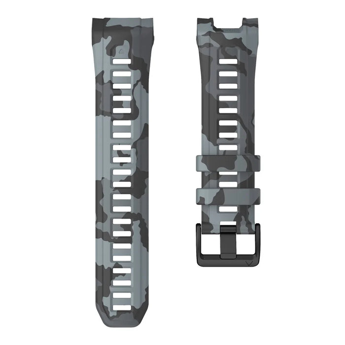 For Garmin Instinct 3 45mm Silicone Watch Band Camouflage Replacement Strap - Black Gey Camouflage - 4