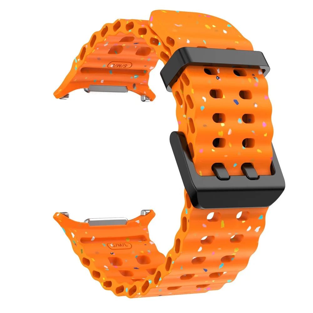 For Samsung Galaxy Watch Ultra2 47mm / Watch Ultra (2025) 47mm / Watch Ultra 47mm Replacement Strap Color Confetti Design Silicone Watch Band - Orange - 1