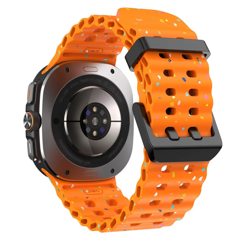 For Samsung Galaxy Watch Ultra2 47mm / Watch Ultra (2025) 47mm / Watch Ultra 47mm Replacement Strap Color Confetti Design Silicone Watch Band - Orange - 2