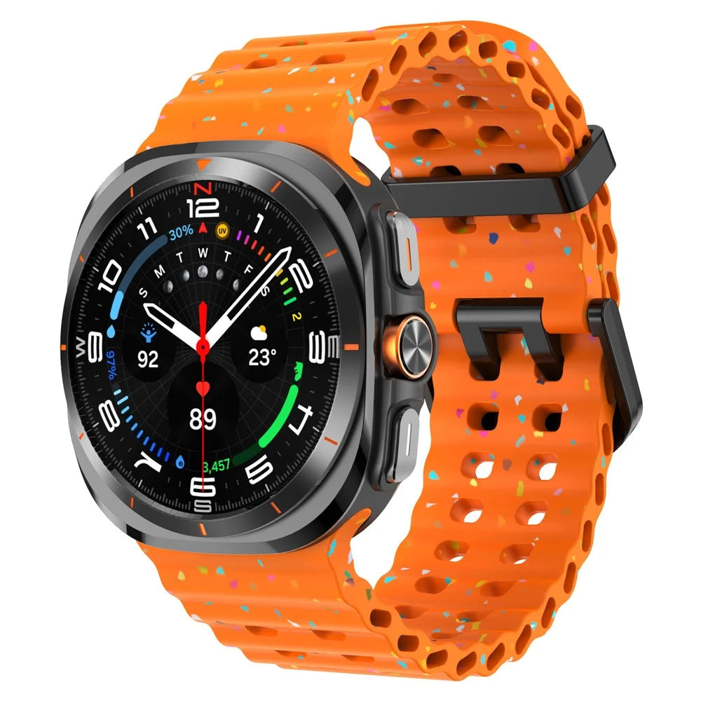 For Samsung Galaxy Watch Ultra2 47mm / Watch Ultra (2025) 47mm / Watch Ultra 47mm Replacement Strap Color Confetti Design Silicone Watch Band - Orange - 3