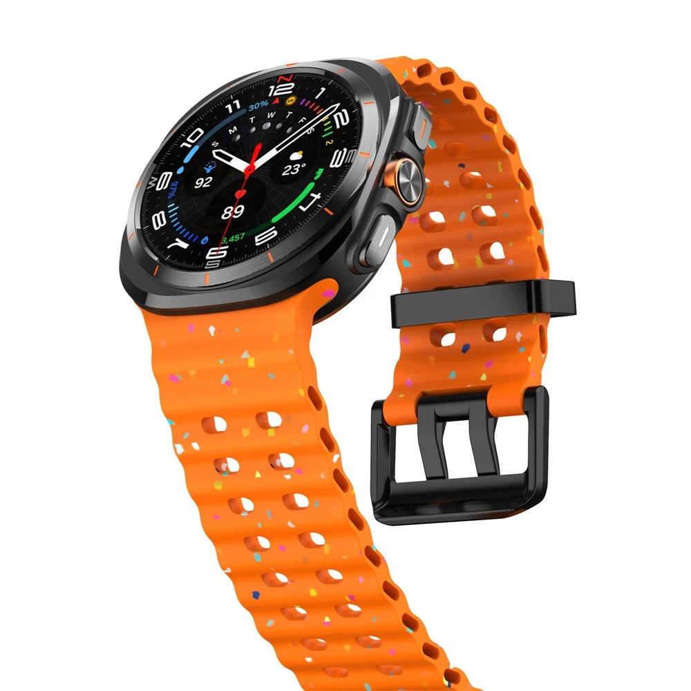 For Samsung Galaxy Watch Ultra2 47mm / Watch Ultra (2025) 47mm / Watch Ultra 47mm Replacement Strap Color Confetti Design Silicone Watch Band - Orange - 4