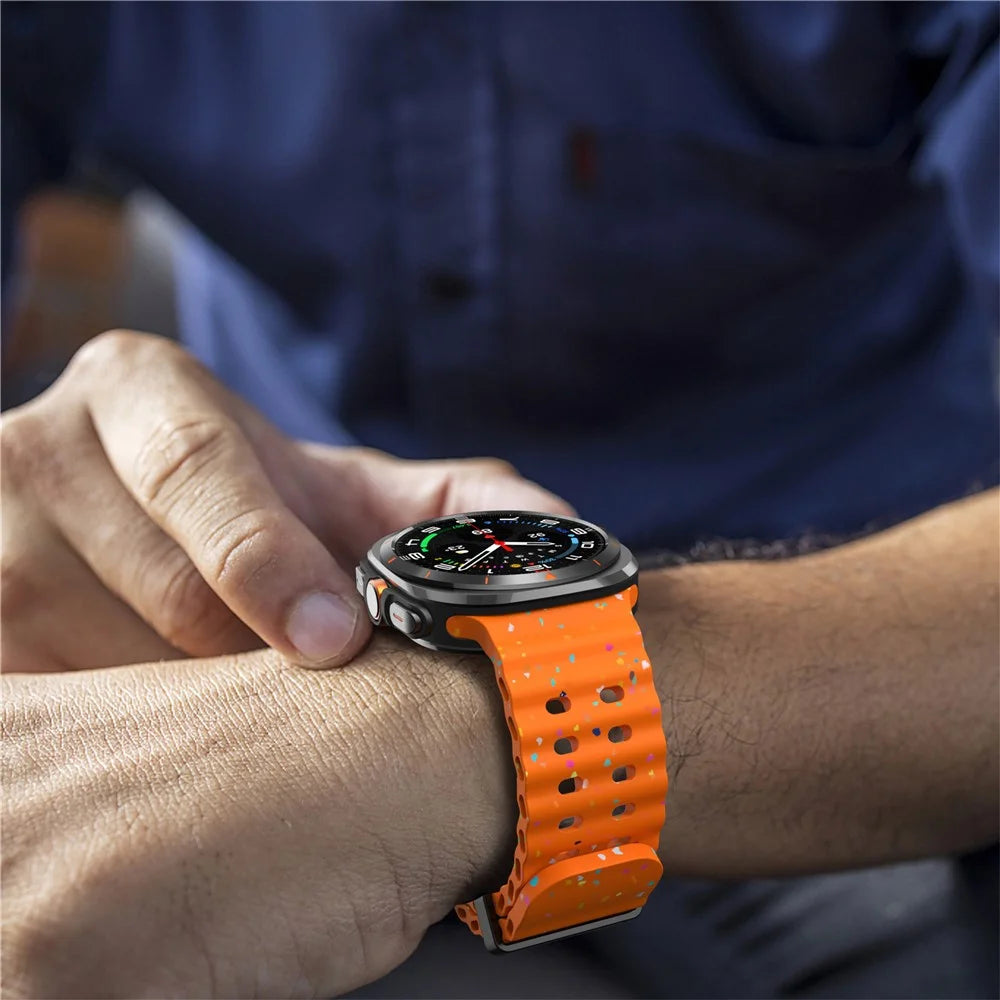 For Samsung Galaxy Watch Ultra2 47mm / Watch Ultra (2025) 47mm / Watch Ultra 47mm Replacement Strap Color Confetti Design Silicone Watch Band - Orange - 6