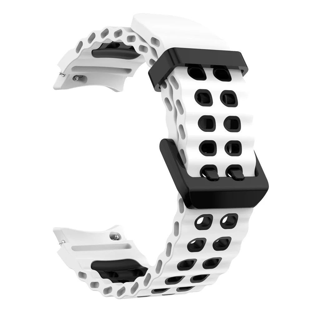 For Samsung Galaxy Watch7 40mm / 44mm Silicone Band Dual Color Replacement Watch Strap - White+Black - 1