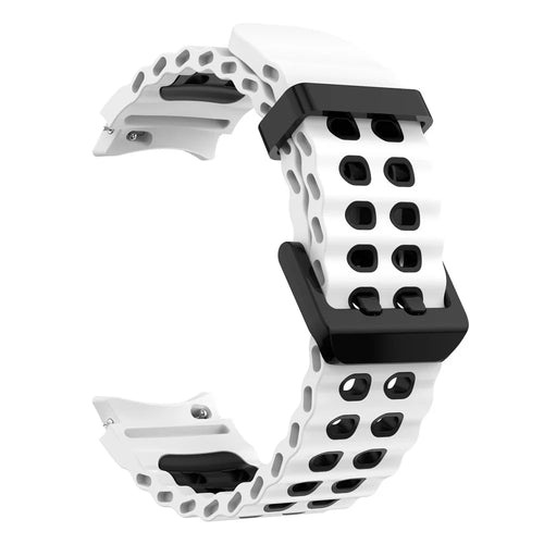 For Samsung Galaxy Watch7 40mm / 44mm Silicone Band Dual Color Replacement Watch Strap - White+Black - 1