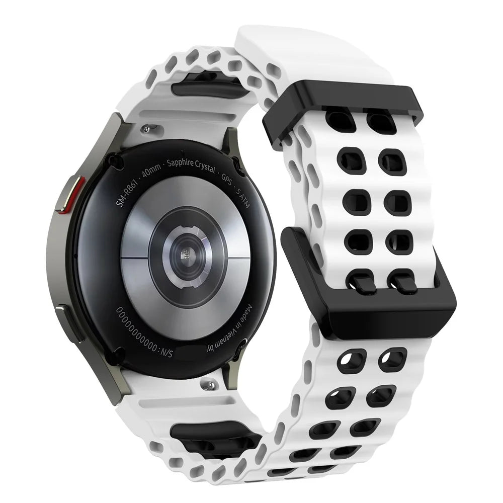 For Samsung Galaxy Watch7 40mm / 44mm Silicone Band Dual Color Replacement Watch Strap - White+Black - 2