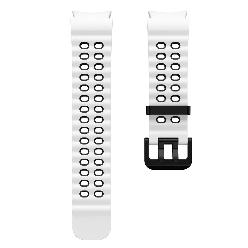 For Samsung Galaxy Watch7 40mm / 44mm Silicone Band Dual Color Replacement Watch Strap - White+Black - 6