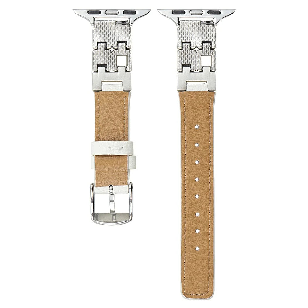 Leather Strap for Apple Watch Ultra 3 2 1 49mm / Series 11 10 46mm / 9 8 7 45mm / SE3 SE2 SE 6 5 4 44mm / 3 2 1 42mm Eyeshadow Palette Watch Band - Dark Brown / Black Buckle - 5