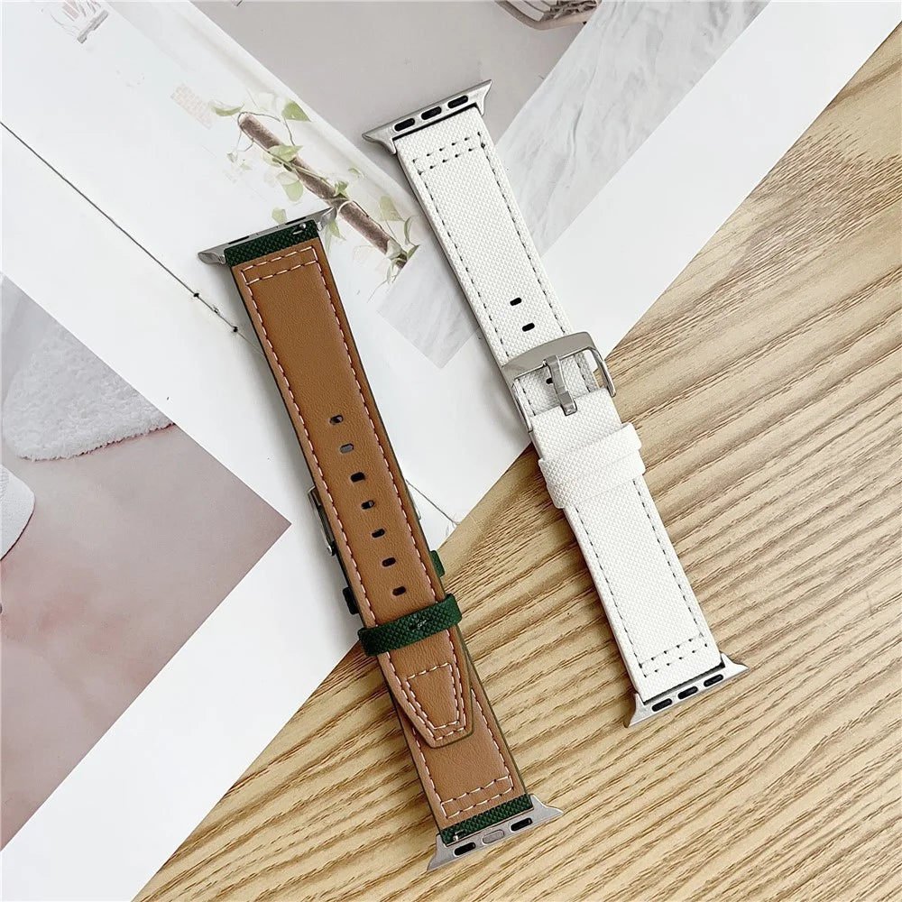 Watch Band for Apple Watch Series 11 10 42mm / 9 8 7 41mm / SE3 SE2 SE 6 5 4 40mm / 3 2 1 38mm Adjustable Leather Wrist Strap - Black - 2