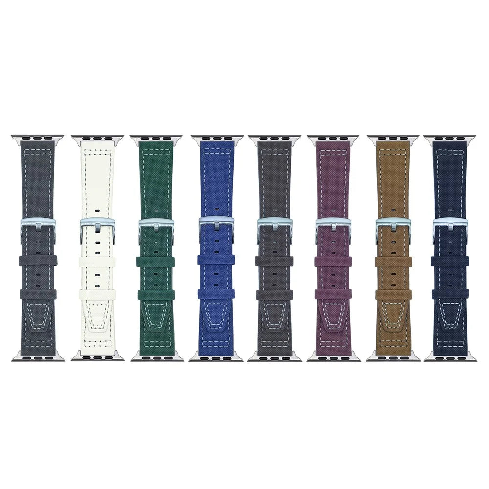 Watch Band for Apple Watch Series 11 10 42mm / 9 8 7 41mm / SE3 SE2 SE 6 5 4 40mm / 3 2 1 38mm Adjustable Leather Wrist Strap - Black - 7