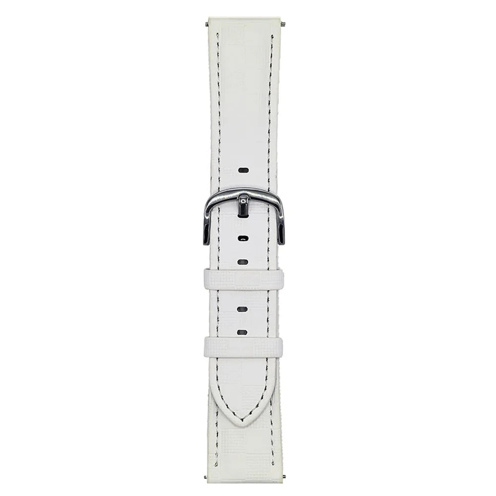 For Samsung Galaxy Watch7 44mm / 40mm Plaid Texture Watch Band 20mm Adjustable Leather Wrist Strap - Beige - 1