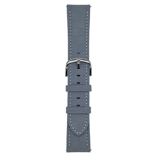 For Huawei Watch GT 5 46mm Plaid Texture Watch Band 22mm Adjustable Leather Wrist Strap - Grey - 1