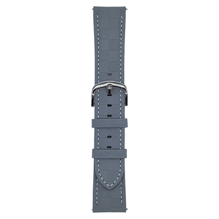 For Huawei Watch GT 5 46mm Plaid Texture Watch Band 22mm Adjustable Leather Wrist Strap - Grey - 1