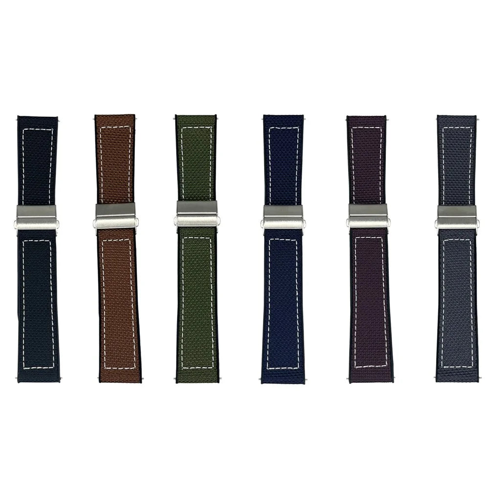 For Samsung Galaxy Watch7 44mm / 40mm Watch Band 20mm Silicone + Silk Folding Buckle Wrist Strap - Coffee - 6