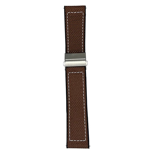 For Huawei Watch GT 5 46mm Watch Band 22mm Silicone + Silk Folding Buckle Wrist Strap - Coffee - 1