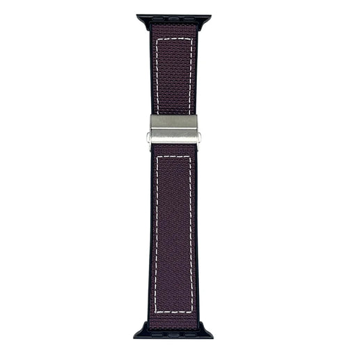 Watch Band for Apple Watch Series 11 10 42mm / 9 8 7 41mm / SE3 SE2 SE 6 5 4 40mm / 3 2 1 38mm Silicone + Silk Folding Buckle Wrist Strap - Dark Purple - 1