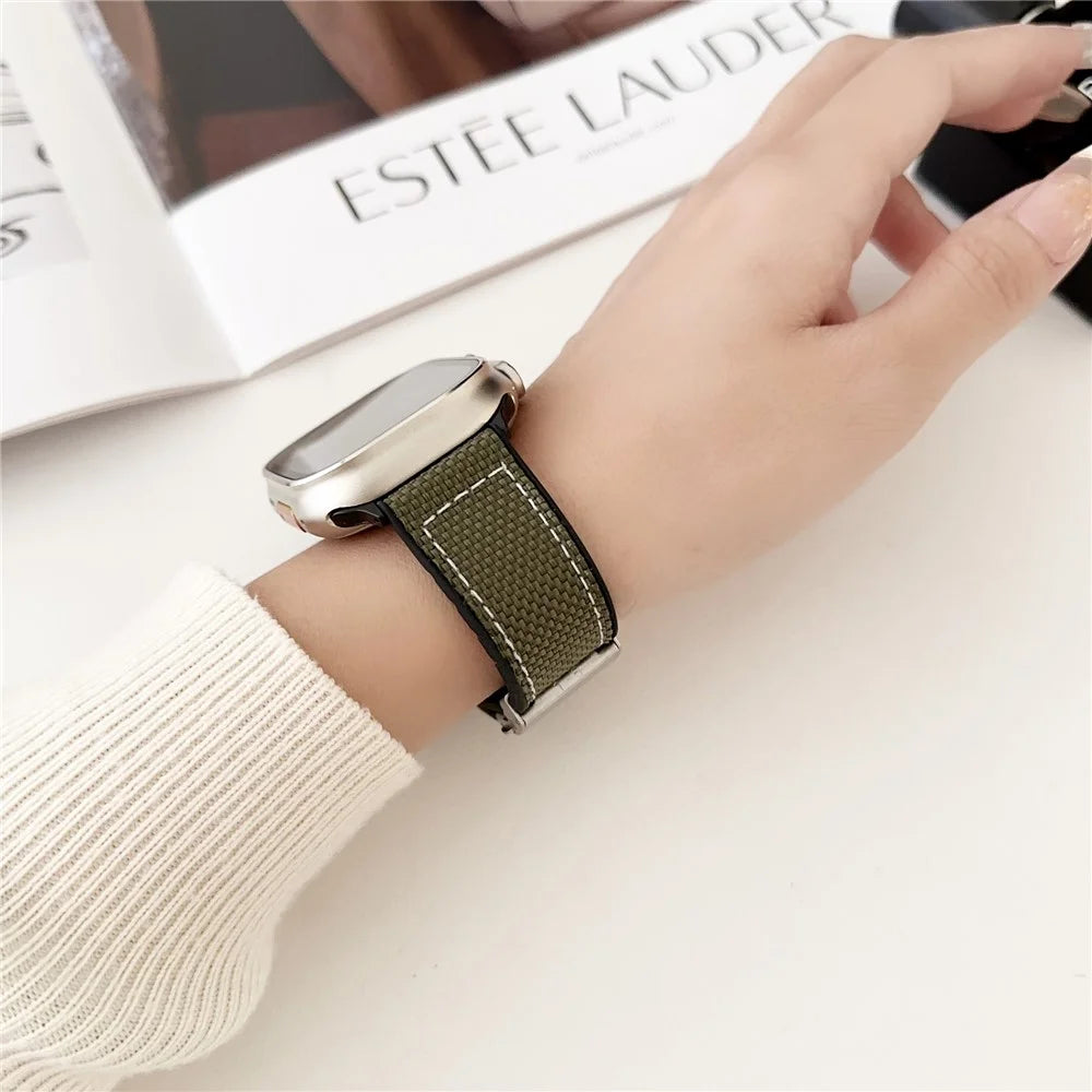 Watch Band for Apple Watch Series 11 10 42mm / 9 8 7 41mm / SE3 SE2 SE 6 5 4 40mm / 3 2 1 38mm Silicone + Silk Folding Buckle Wrist Strap - Dark Purple - 3