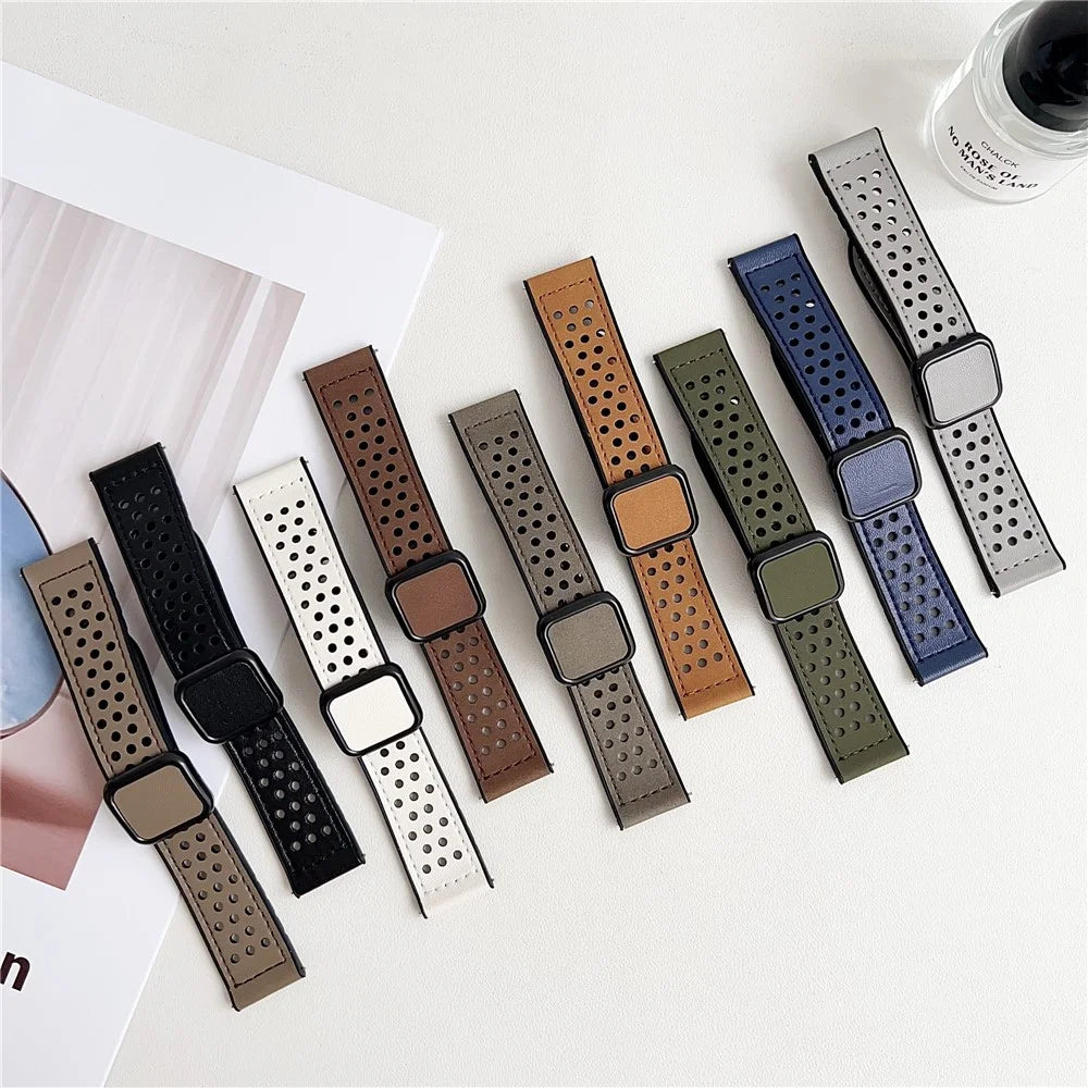 20mm Watch Band For Samsung Galaxy Watch7 44mm  /  40mm Square Magnetic Buckle Perforated Silicone Strap - Midnight Blue - 5