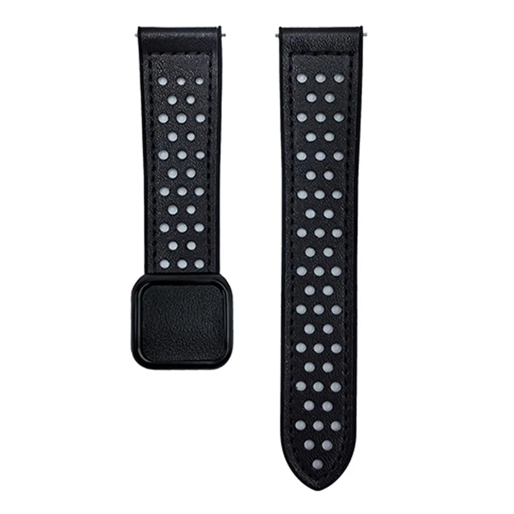 22mm Watch Band For Huawei Watch GT 5 46mm  /  GT 5 Pro 46mm Square Magnetic Buckle Perforated Silicone Strap - Black - 1