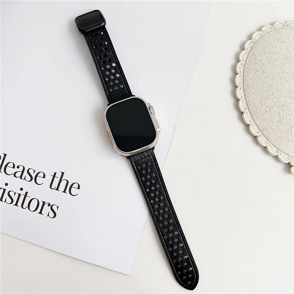 Watch Band For Apple Watch Ultra 3 2 1 49mm / Series 11 10 46mm / 9 8 7 45mm / SE3 SE2 SE 6 5 4 44mm / 3 2 1 42mm Square Magnetic Buckle Silicone Strap - Black - 2