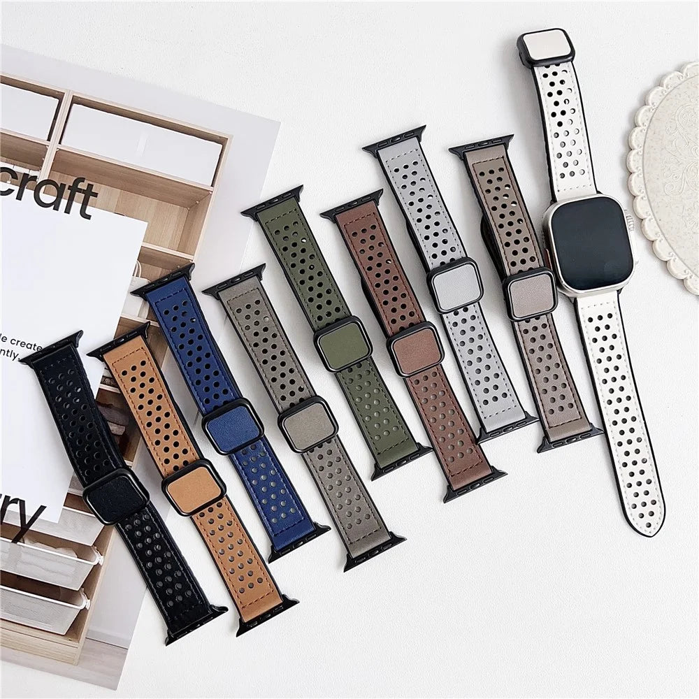 Watch Band For Apple Watch Ultra 3 2 1 49mm / Series 11 10 46mm / 9 8 7 45mm / SE3 SE2 SE 6 5 4 44mm / 3 2 1 42mm Square Magnetic Buckle Silicone Strap - Black - 5