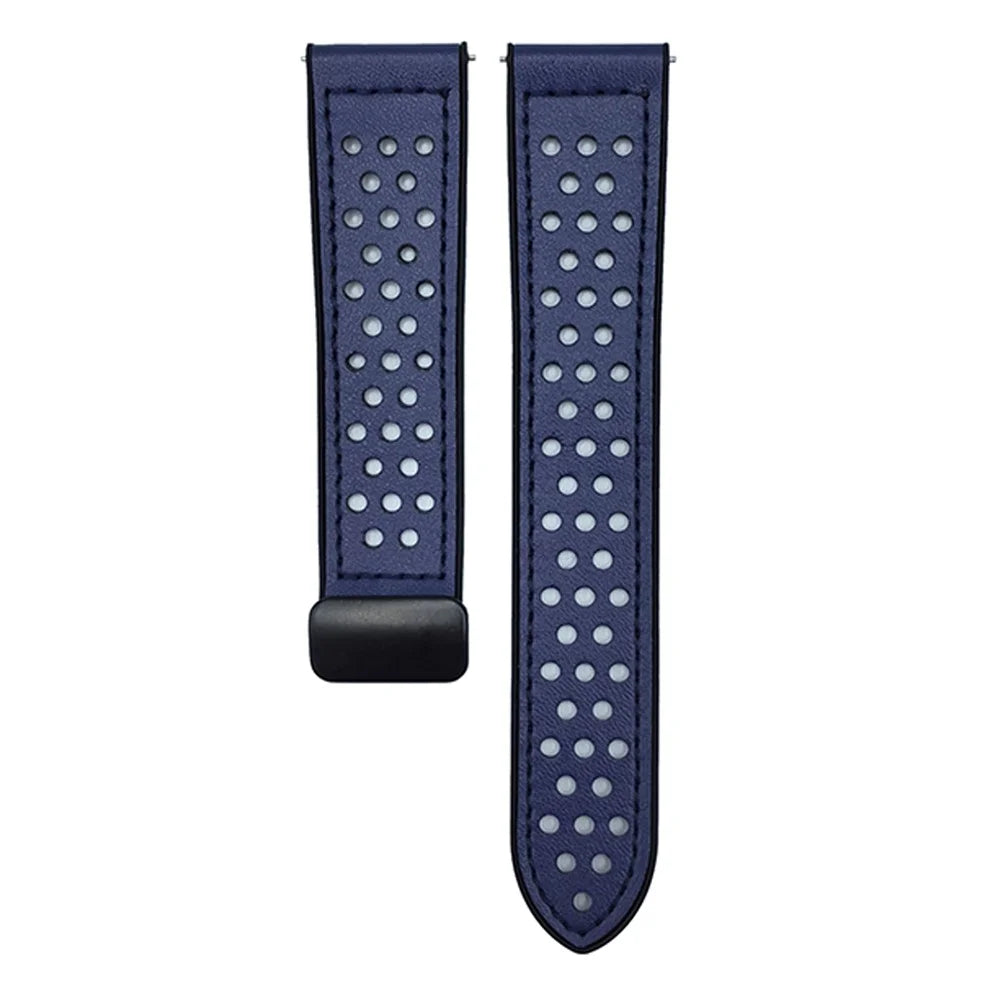 For Samsung Galaxy Watch7 44mm  /  40mm Watch Band 20mm Magnetic Buckle Perforated Silicone Strap - Midnight Blue - 1
