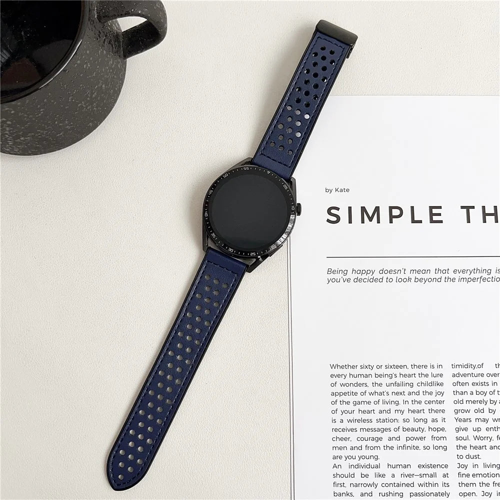 For Samsung Galaxy Watch7 44mm  /  40mm Watch Band 20mm Magnetic Buckle Perforated Silicone Strap - Midnight Blue - 2