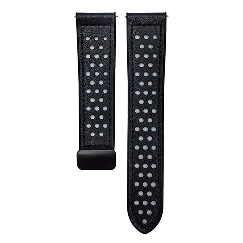 For Huawei Watch GT 5 46mm Watch Band 22mm Magnetic Buckle Perforated Silicone Strap - Black - 1