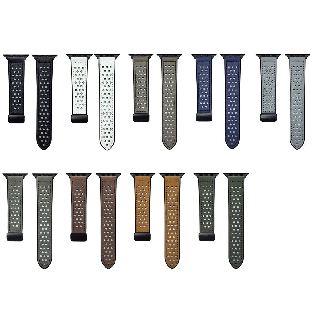 Watch Band For Apple Watch Series 11 10 42mm / 9 8 7 41mm / SE3 SE2 SE 6 5 4 40mm / 3 2 1 38mm Magnetic Buckle Perforated Silicone Strap - Matte Light Brown - 3