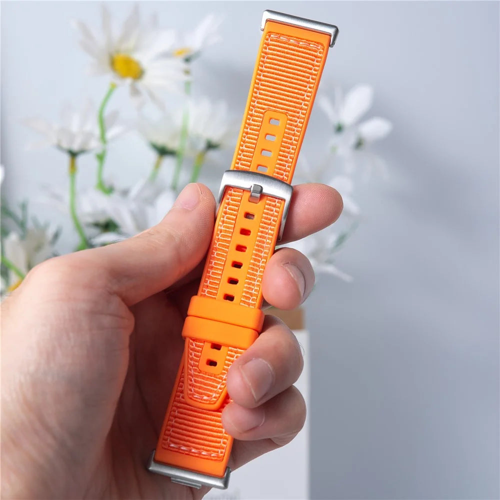 Adjustable Strap for Huawei Watch Fit 3 Silicone Nylon Watch Band - Orange - 2