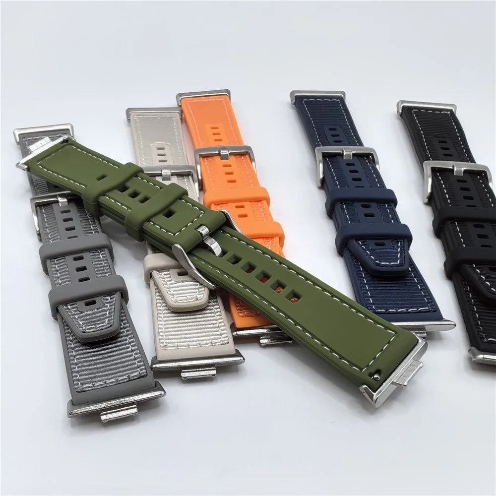 Adjustable Strap for Huawei Watch Fit 3 Silicone Nylon Watch Band - Orange - 3