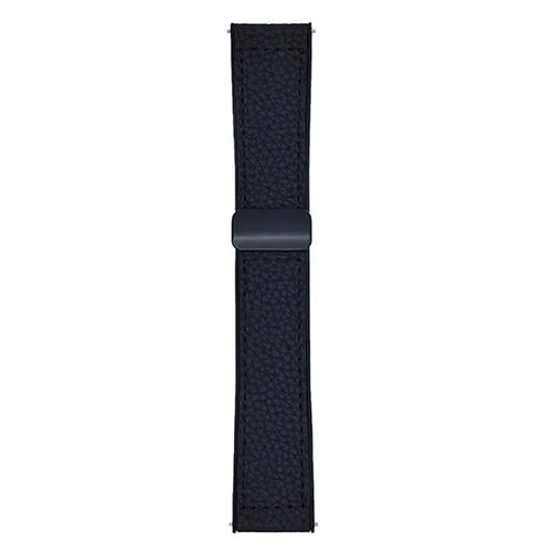 For Samsung Galaxy Watch7 44mm  /  40mm Watch Band 20mm Magnetic Buckle Litchi Texture Silicone Strap - Black - 1