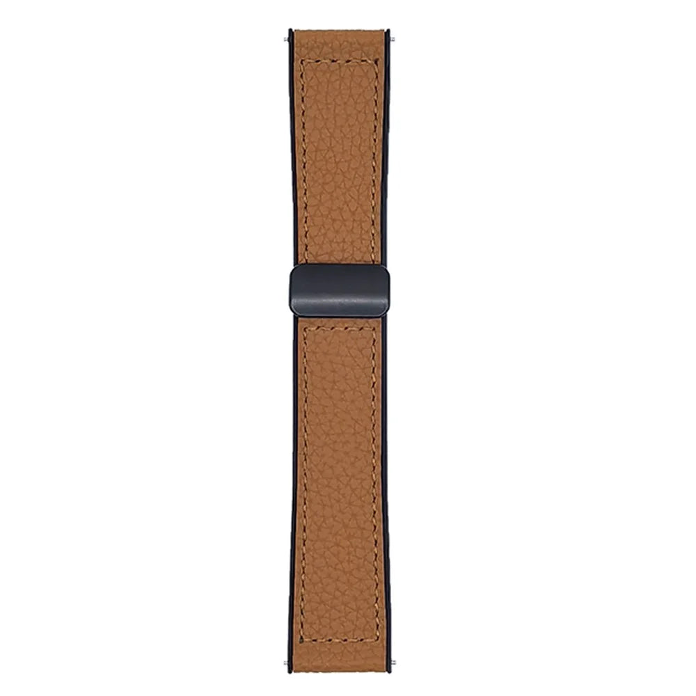 For Huawei Watch GT 5 46mm Watch Band 22mm Magnetic Buckle Litchi Texture Silicone Strap - Dark Brown - 1