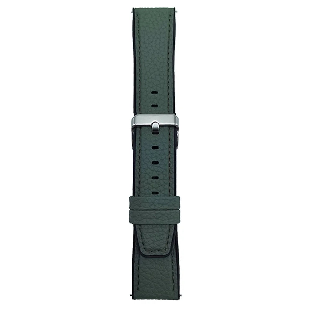 For Huawei Watch GT 5 41mm Watch Band 18mm Metal Buckle Litchi Texture Silicone Strap - Grey Green - 1