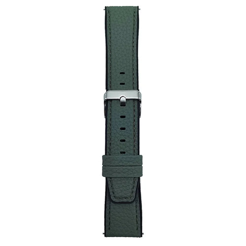 For Huawei Watch GT 5 41mm Watch Band 18mm Metal Buckle Litchi Texture Silicone Strap - Grey Green - 1