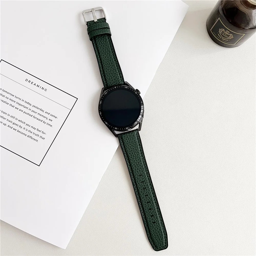 For Huawei Watch GT 5 41mm Watch Band 18mm Metal Buckle Litchi Texture Silicone Strap - Grey Green - 2