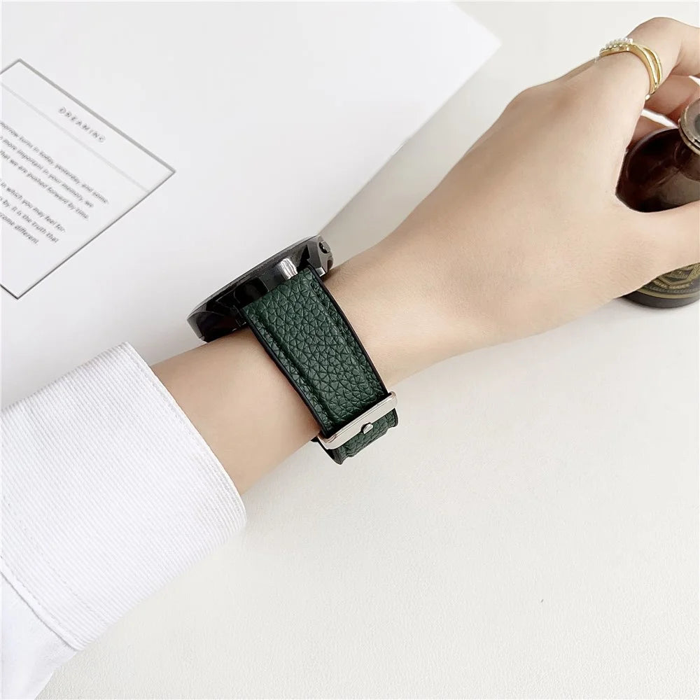 For Huawei Watch GT 5 41mm Watch Band 18mm Metal Buckle Litchi Texture Silicone Strap - Grey Green - 3