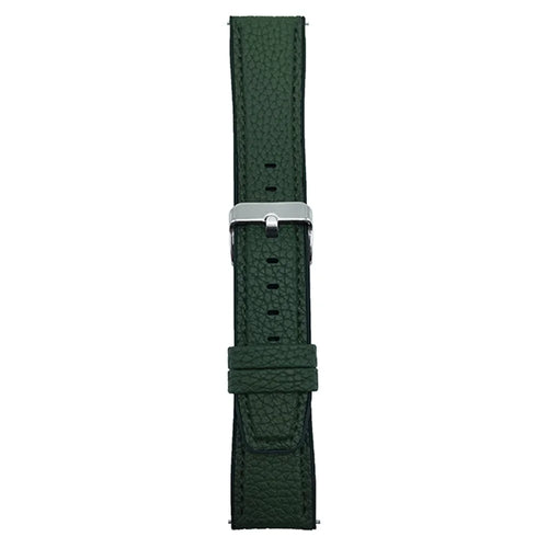 For Samsung Galaxy Watch7 44mm  /  40mm Watch Band 20mm Metal Buckle Litchi Texture Silicone Strap - Blackish Green - 1