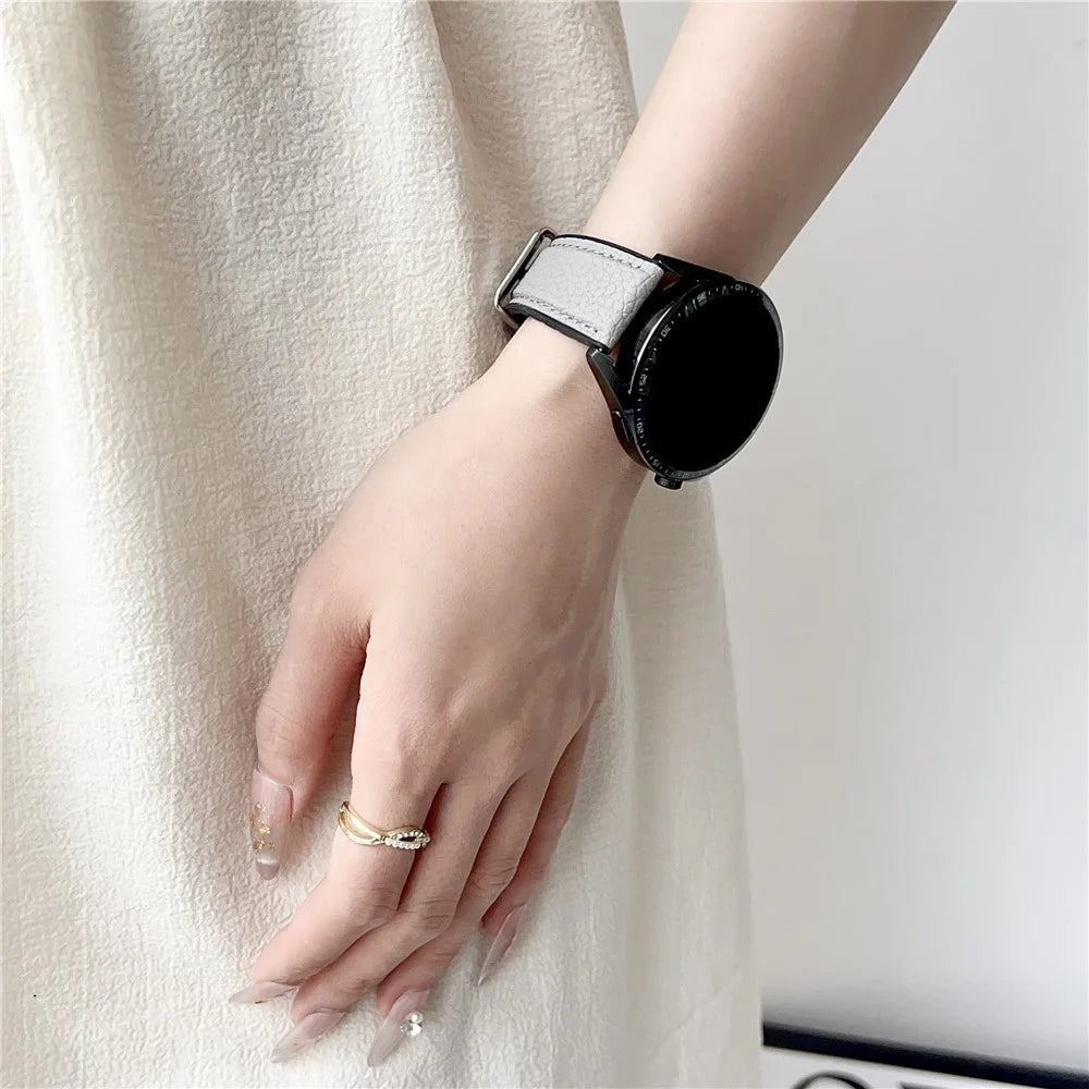 For Samsung Galaxy Watch7 44mm  /  40mm Watch Band 20mm Metal Buckle Litchi Texture Silicone Strap - Blackish Green - 4